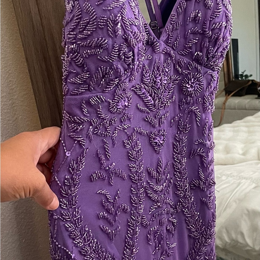 Beautiful purple beaded homecoming/prom dress